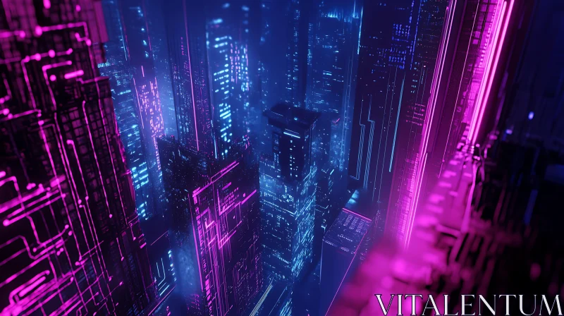 AI ART Cyberpunk Skyscrapers at Night