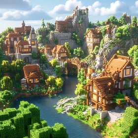 Medieval Fantasy Village by the River