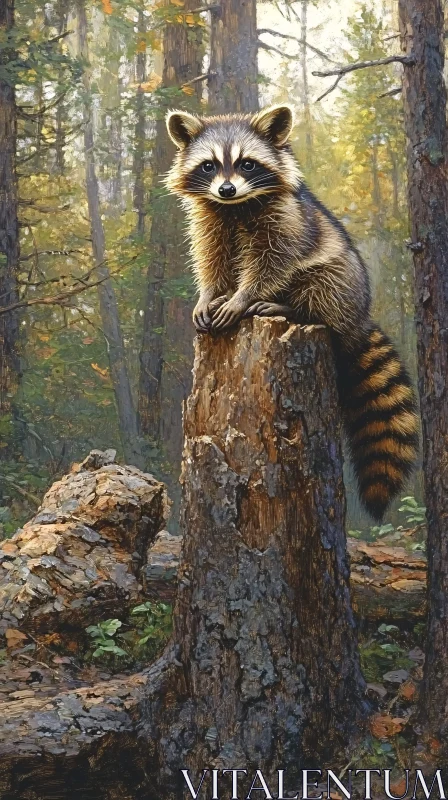 Forest Raccoon at Rest AI Image