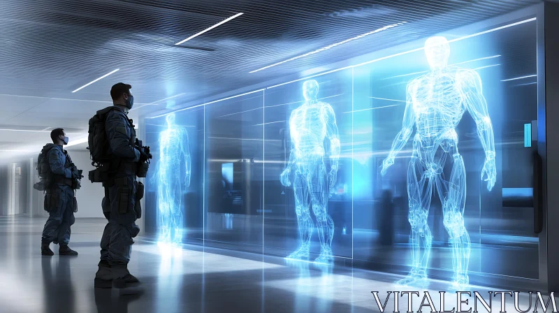 High-Tech Soldiers with Holographic Displays AI Image