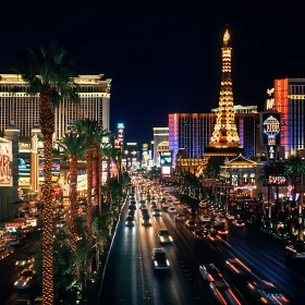 Illuminated Las Vegas Street at Night