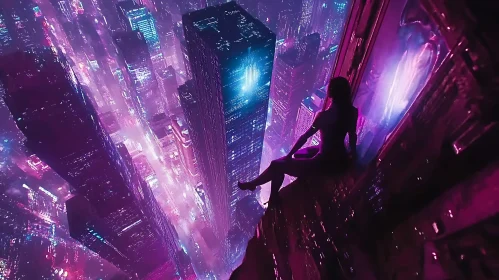 Urban Nightlife Above the Neon Cityscape