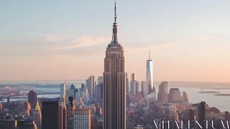 Urban Skyline with Iconic Empire State Building AI Image