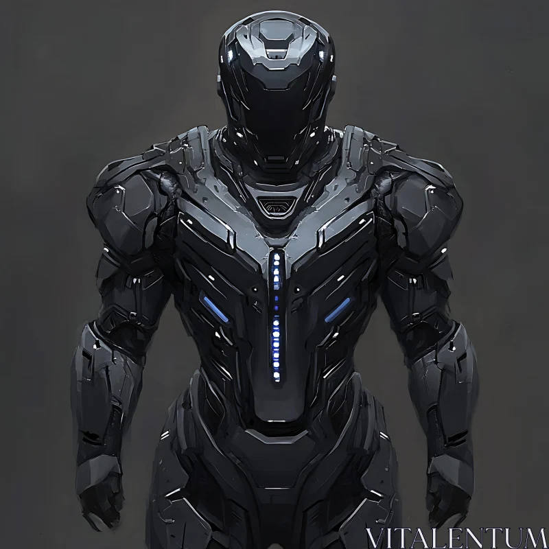 AI ART Futuristic Robotic Warrior in Advanced Armor