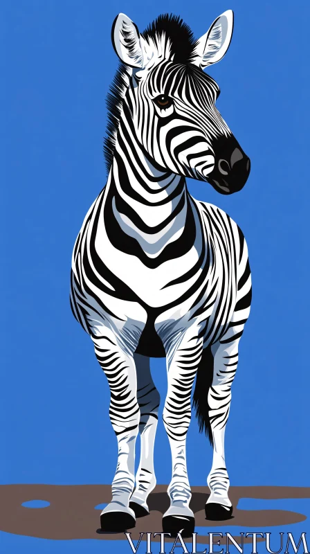 AI ART Zebra Art with Blue Background