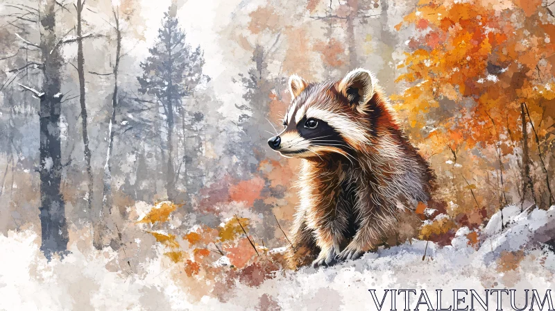 Raccoon in Vibrant Autumn AI Image