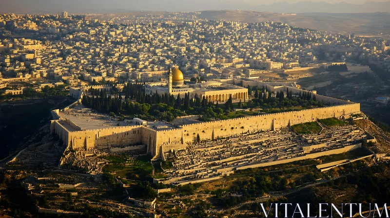 Historic Jerusalem Cityscape with Golden Dome AI Image