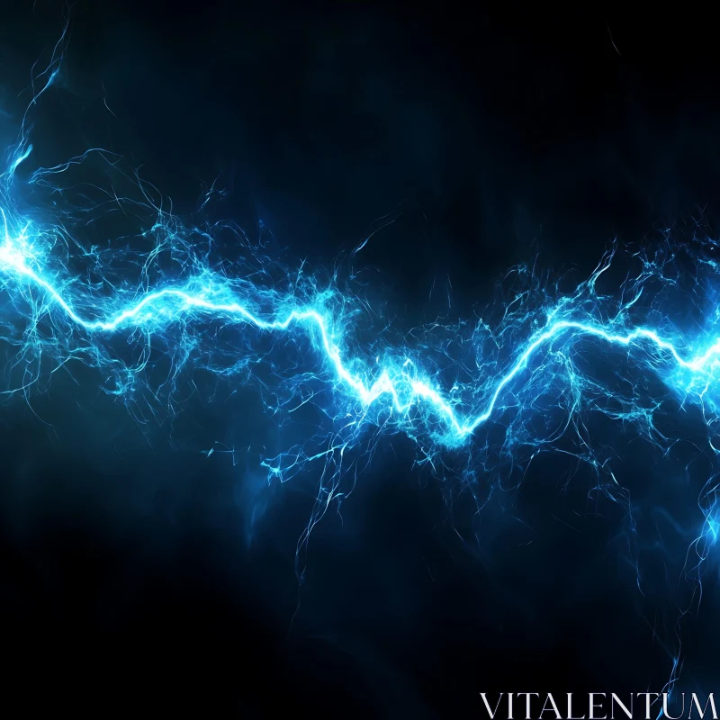 Blue Lightning Bolt Against Dark Background AI Image