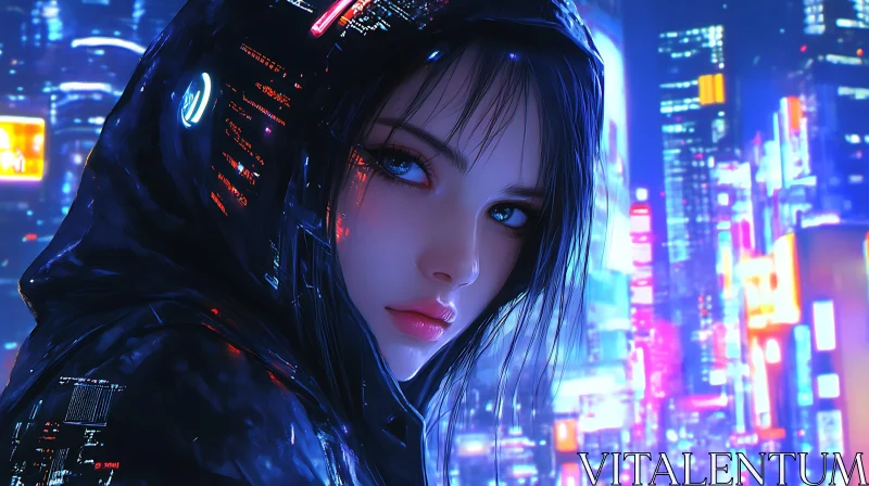 Cyberpunk Character in Neon City AI Image