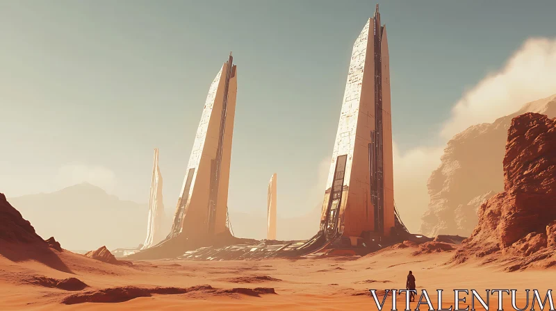 Sci-Fi Desert Scene with Advanced Architecture