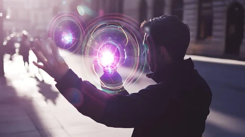 Urban Magic: Energy Orbs in Hands