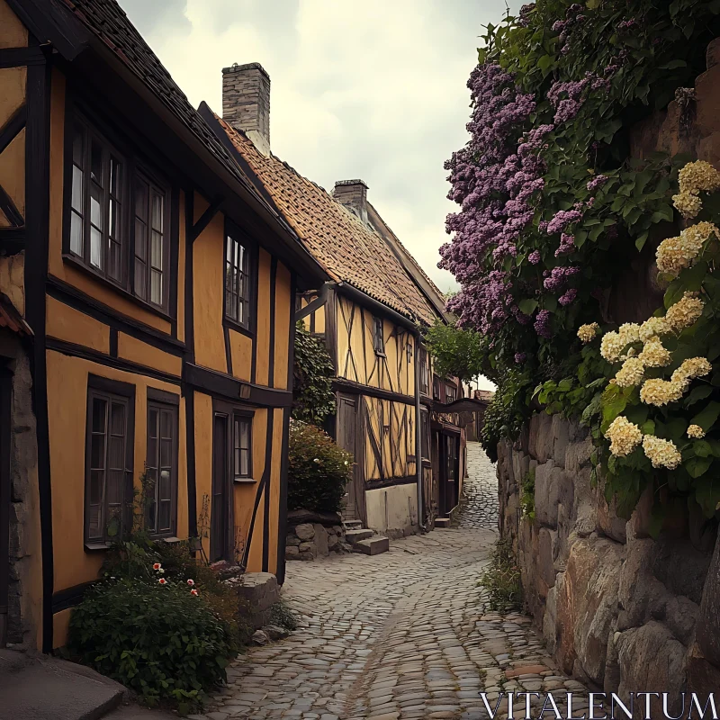 Charming Cobblestone Path in a Quaint Village