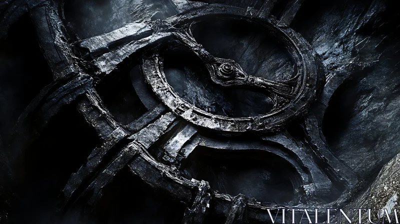 Mysterious Ruins with Ancient Mechanism AI Image