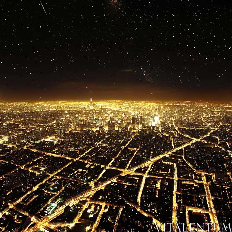 Urban Nightscape with Dazzling City Lights