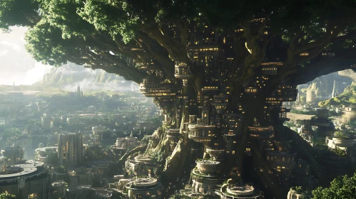 City Built within a Majestic Tree
