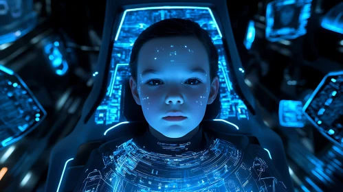 Young Cyborg in Advanced Technological Environment