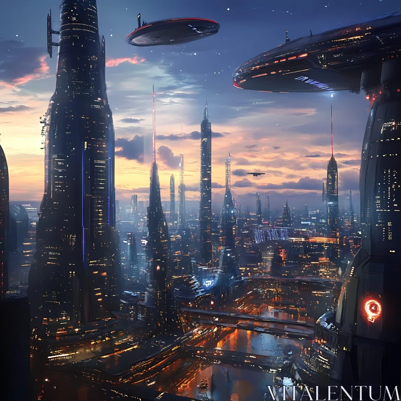 Advanced Urban Skyline at Dusk