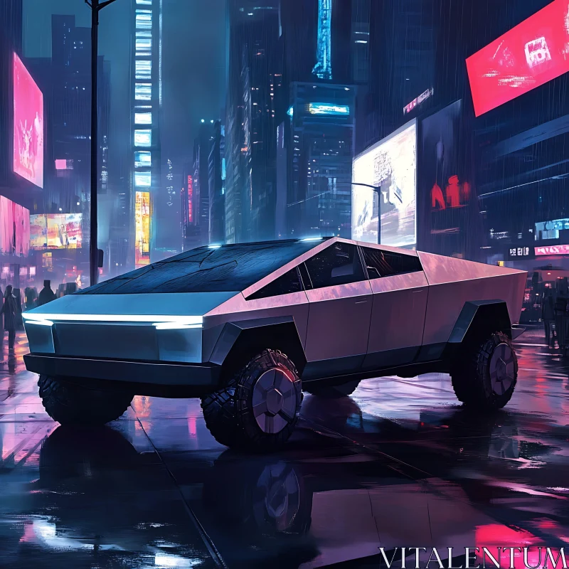Cyberpunk Electric Car at Night