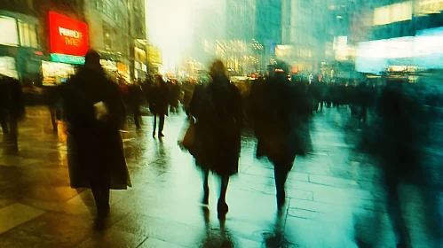 Urban Crowd in Evening Glow