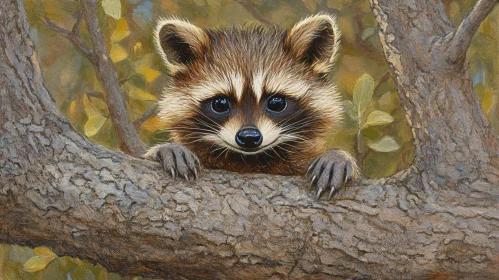 Whimsical Raccoon Portrait in Nature