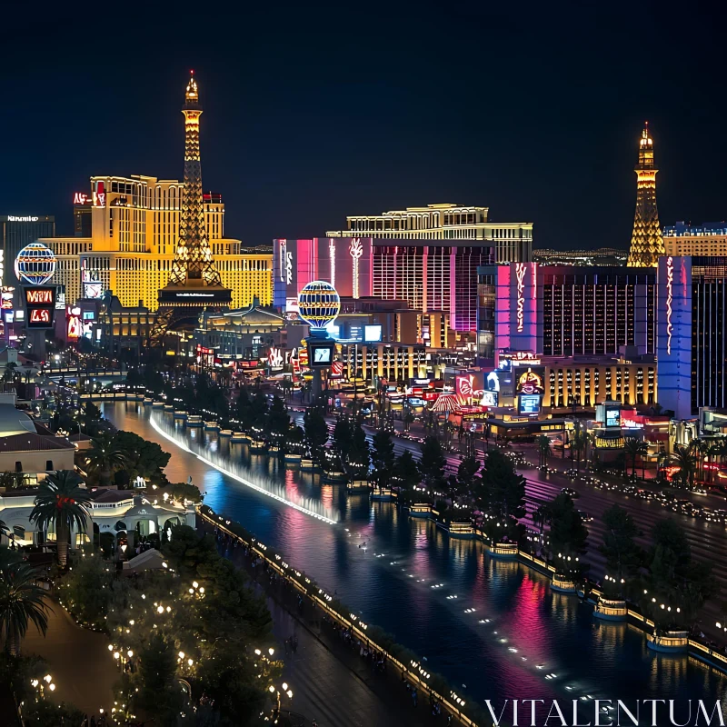 Illuminated Las Vegas Night Scene