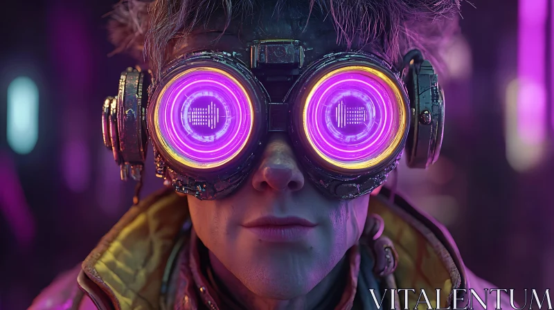 AI ART Cyberpunk Vision in Neon Goggles