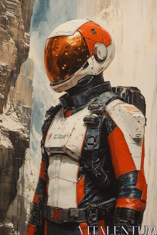 Space Explorer on Mountain AI Image