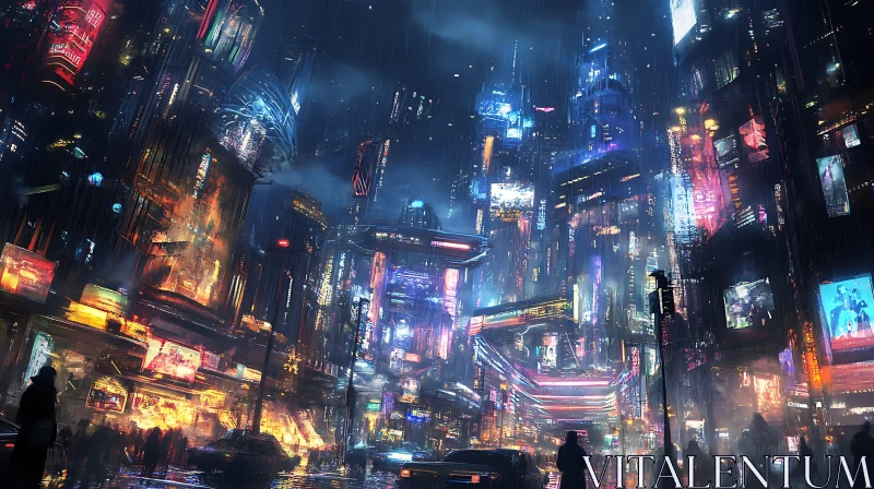 AI ART Neon-Lit Cyberpunk Urban Scene