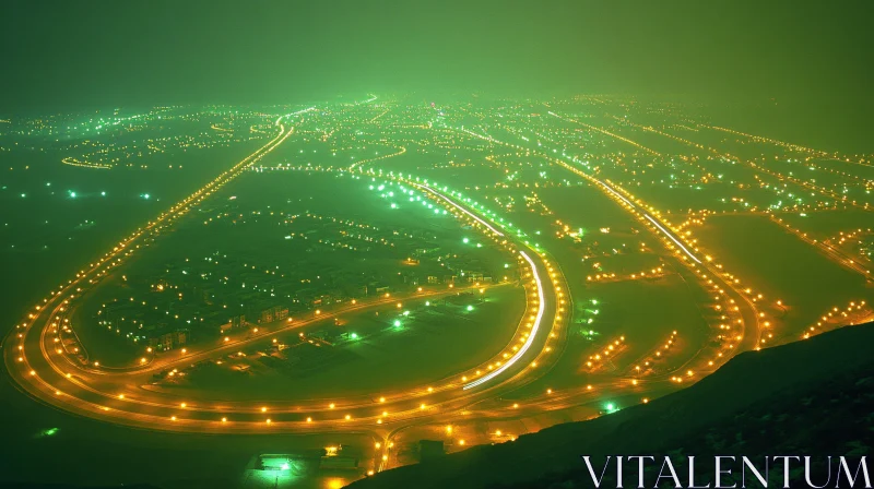 AI ART Ethereal Green Cityscape at Night