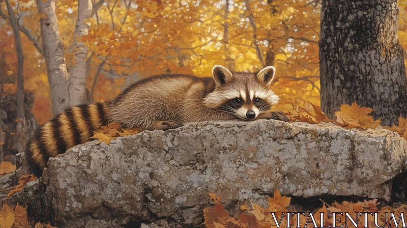 AI ART Serene Autumn Raccoon