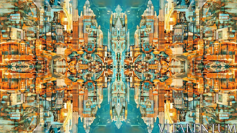 Abstract Geometric Cityscape Mirror AI Image