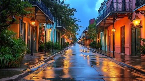 Tranquil Evening Street with Reflections