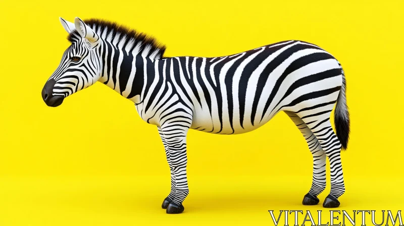 Zebra on a Bold Yellow Canvas AI Image