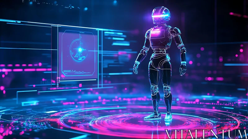 AI ART Neon Cyborg in High-Tech Setting