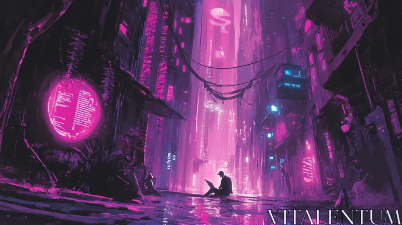 Futuristic Neon Cyberpunk City AI Image