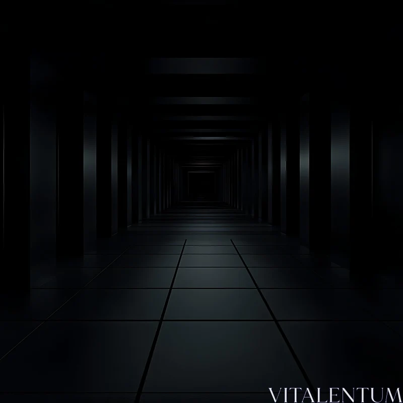 Symmetrical Shadows in an Endless Corridor AI Image