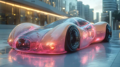 Futuristic Neon Car in Modern City