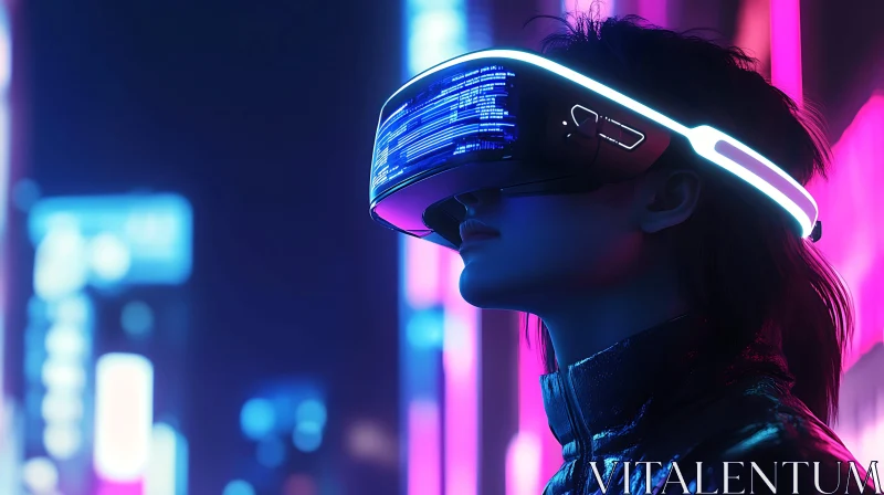 Person Immersed in Advanced VR Technology AI Image