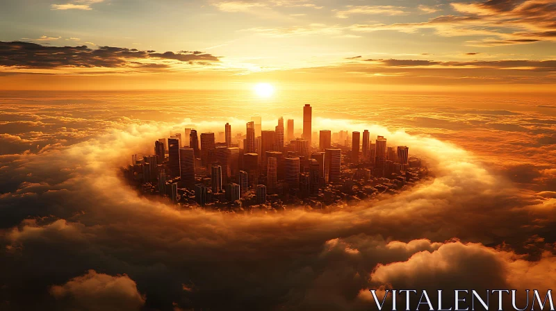 AI ART Majestic Aerial Cityscape Amid Clouds