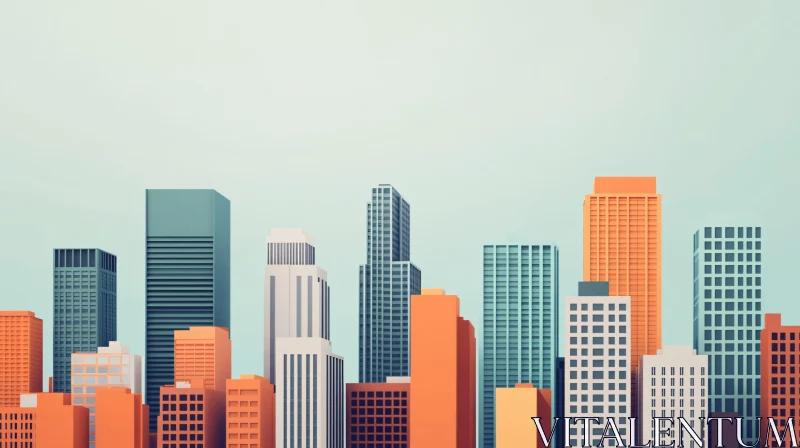 AI ART Modern Urban Skyline with Diverse Architecture