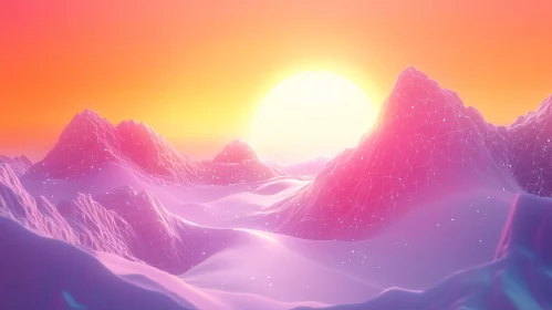 Pastel Mountain Sunset Digital Art