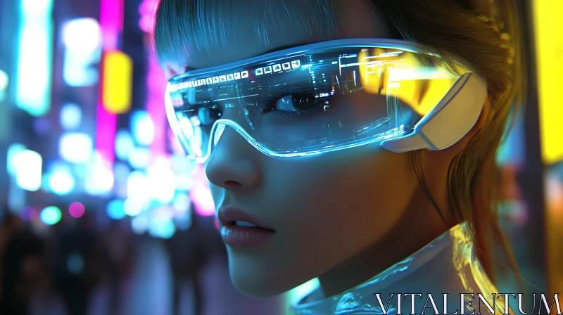 AI ART Futuristic Woman in Neon City