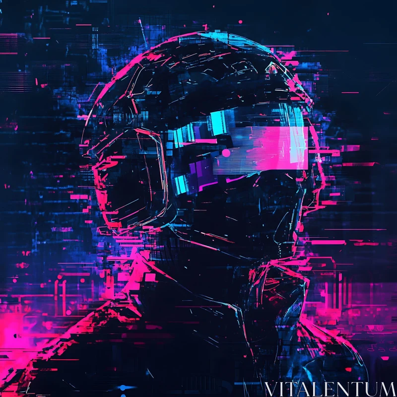 AI ART Neon Cyberpunk Artwork of Futuristic Helmet