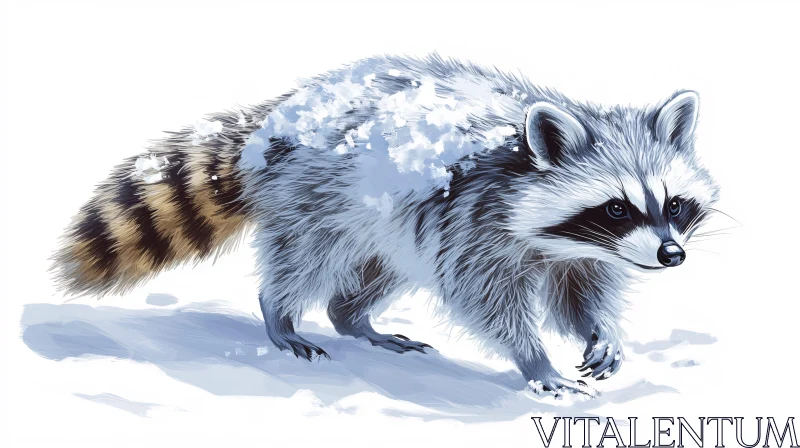 Winter Wildlife Raccoon AI Image