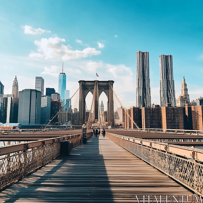 Iconic Brooklyn Bridge with Modern NYC Skyline AI Image