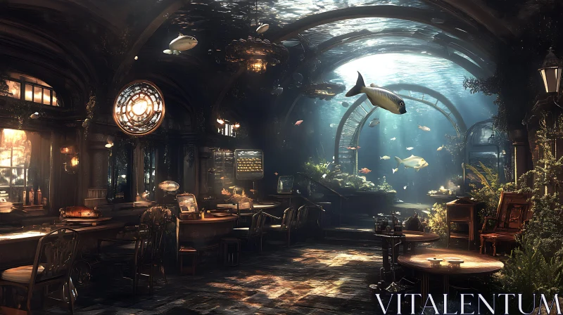 Ethereal Underwater Dining Experience AI Image