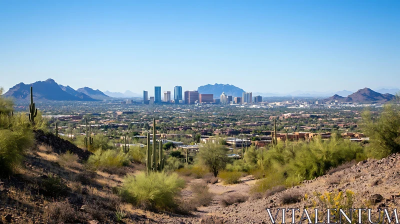 AI ART Cityscape with Mountains and Cacti