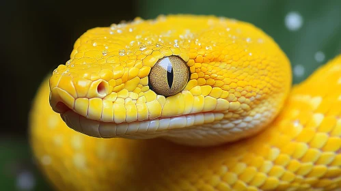 Macro Shot of a Stunning Yellow Reptile