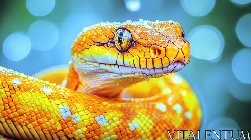 AI ART Orange Snake with Bokeh Background