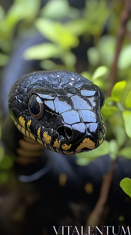 Intricate Snake in Green Foliage AI Image